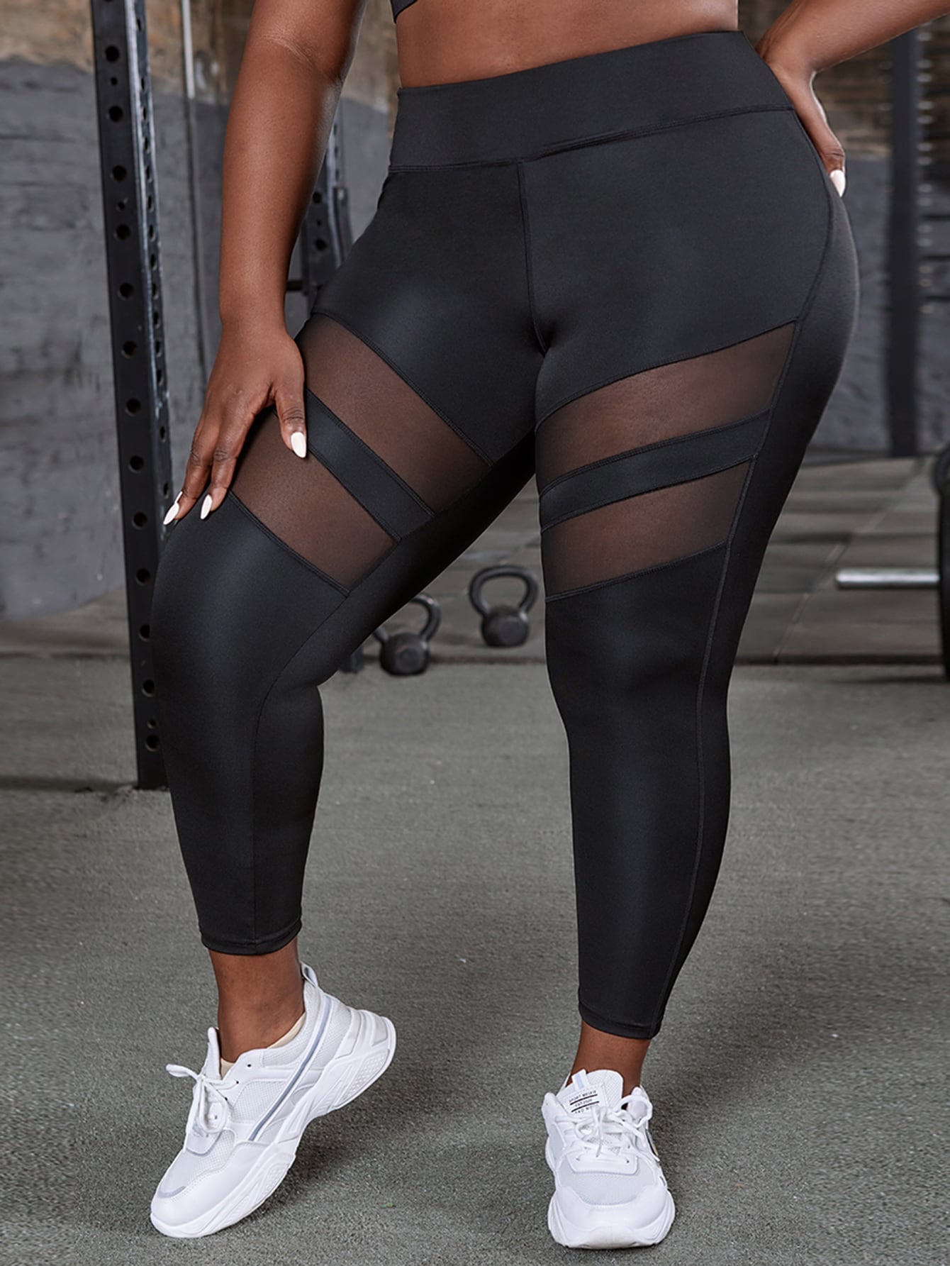 Yoga Plus Contrast Mesh Sports Leggings