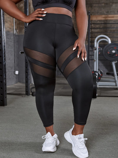 Yoga Plus Contrast Mesh Sports Leggings