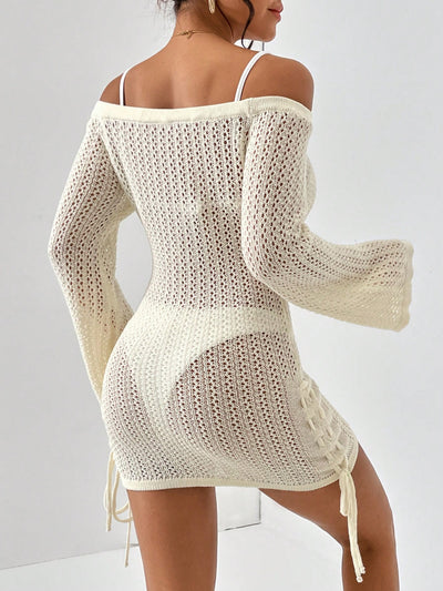 Chic Plus Size Off-Shoulder Knitted Blouse Dress
