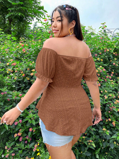 Elegant Off Shoulder Puff Sleeve Asymmetrical Tee