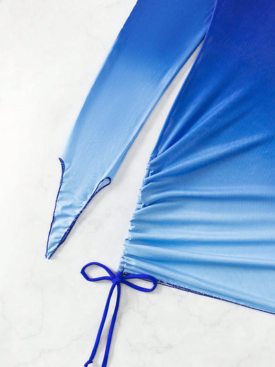 Knot Back Ombre Bikini Set & Cover-Up
