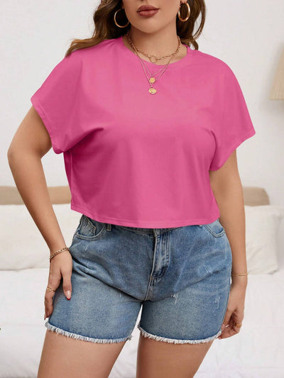 Plus Size Women's Vibrant Pink Casual T-Shirt