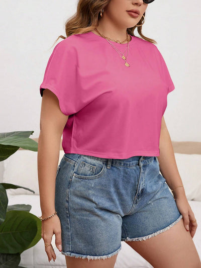 Plus Size Women's Vibrant Pink Casual T-Shirt