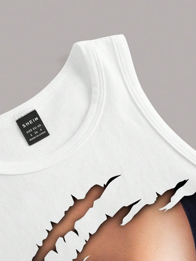 Chic Figure Print Slim Fit Tank Top for Women