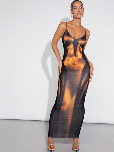 Vibrant Body Heat Map Print Cami Dress