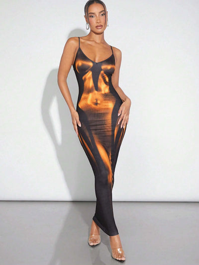 Vibrant Body Heat Map Print Cami Dress