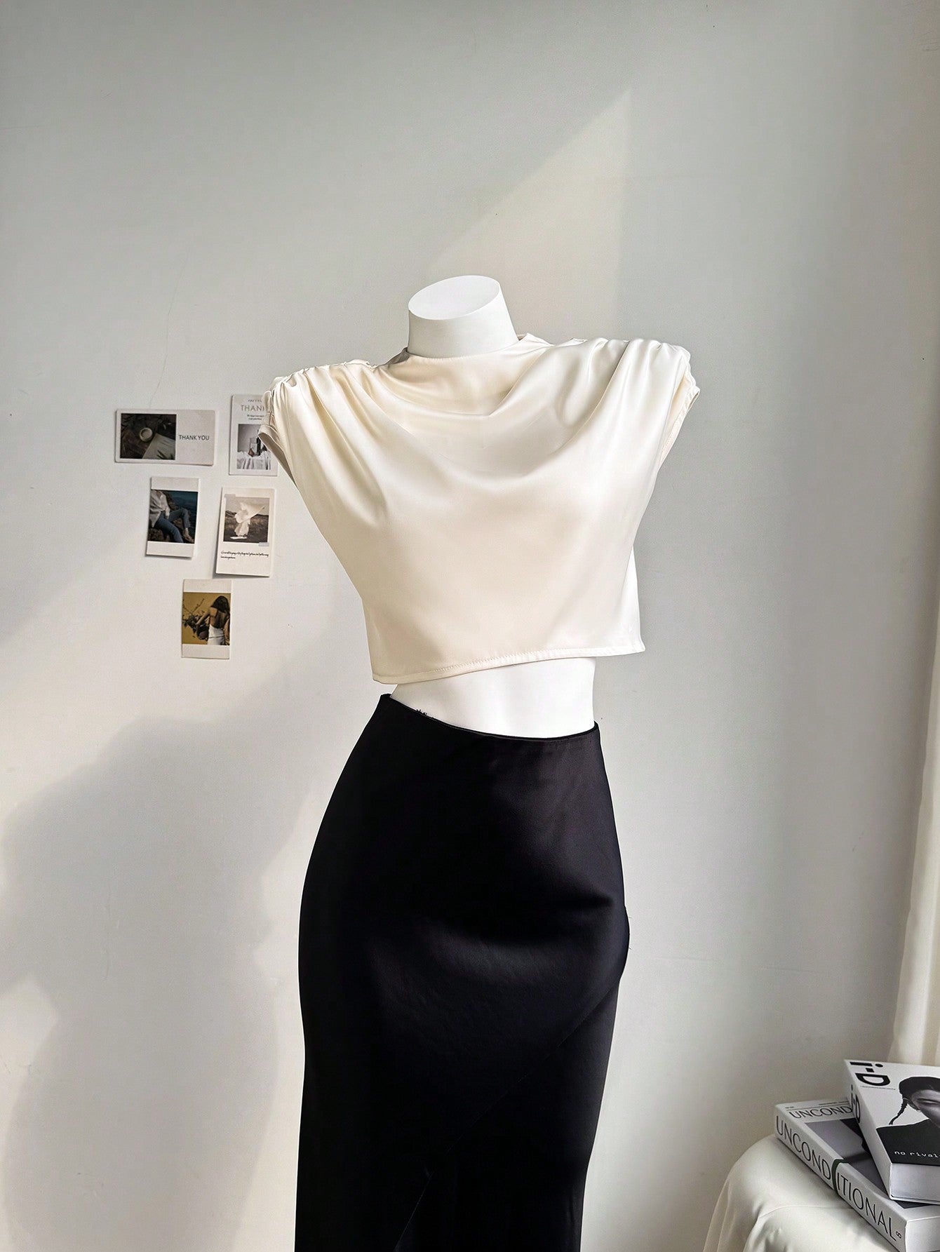 Navy Blue Mock Neck Ruched Blouse for Every Occasion