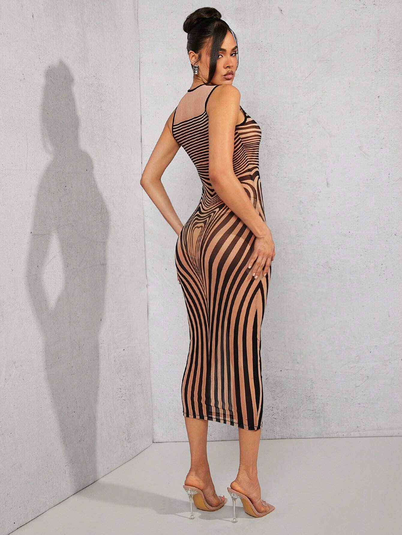 Vibrant Striped Mesh Bodycon Dress - Summer Essential