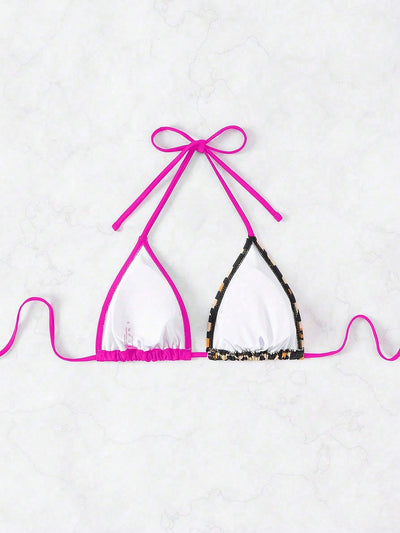 Wildly Chic Leopard Print Halter Bikini Top
