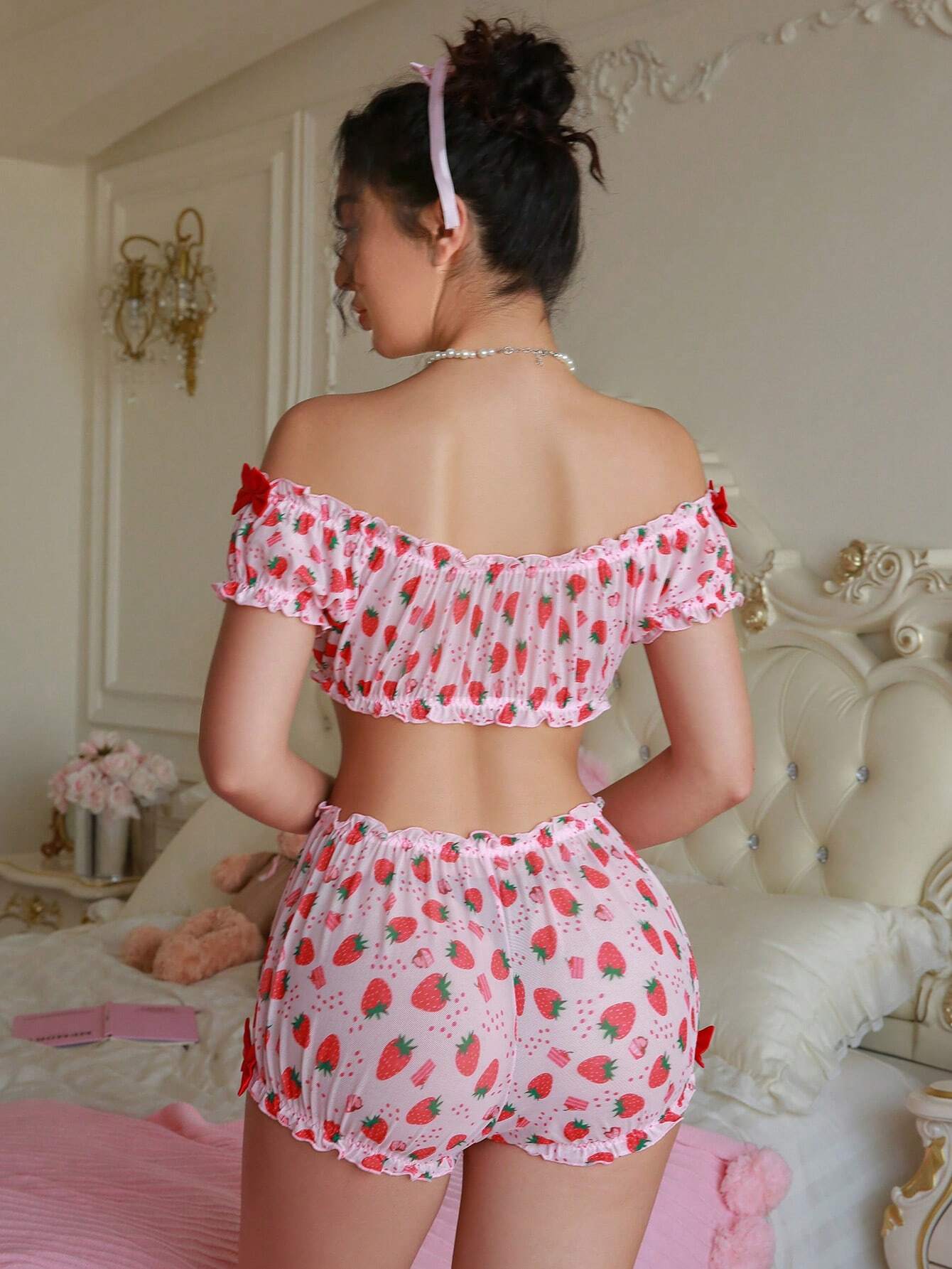 Whimsical Strawberry Bralette & Boyshort Set