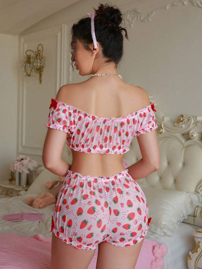 Whimsical Strawberry Bralette & Boyshort Set