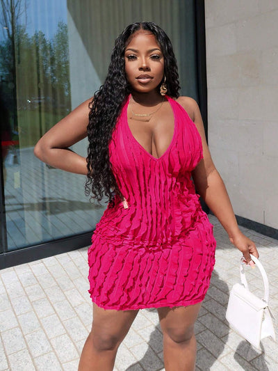Elegant Backless Bandage Bodycon Dress in Pink