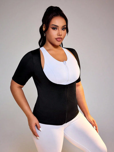 Sporty Zipper Sleeveless T-Shirt for Active Women