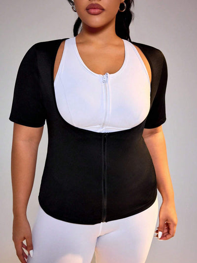 Sporty Zipper Sleeveless T-Shirt for Active Women