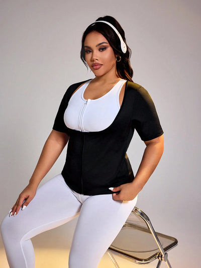 Sporty Zipper Sleeveless T-Shirt for Active Women