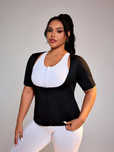 Sporty Zipper Sleeveless T-Shirt for Active Women