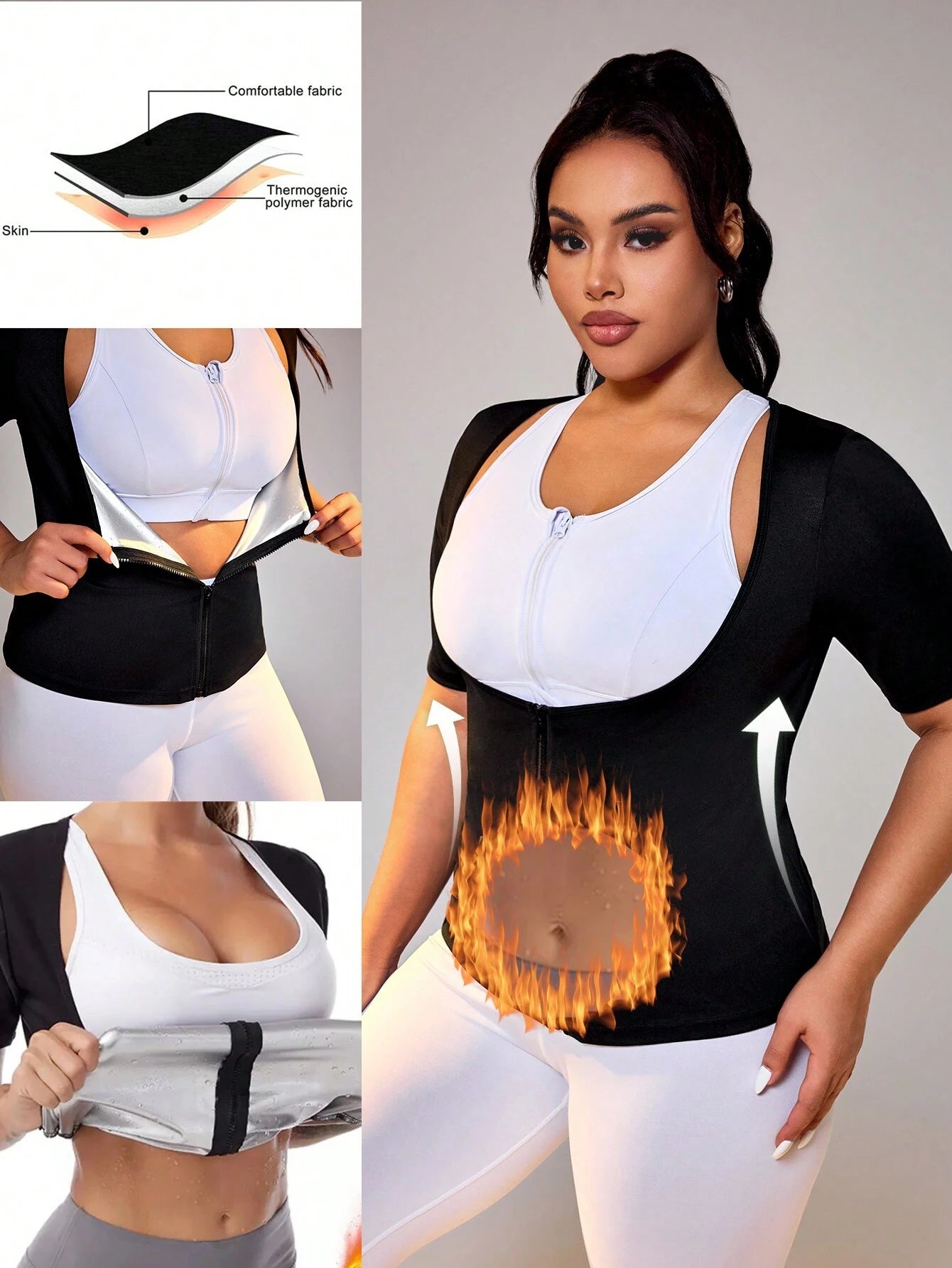 Sporty Zipper Sleeveless T-Shirt for Active Women