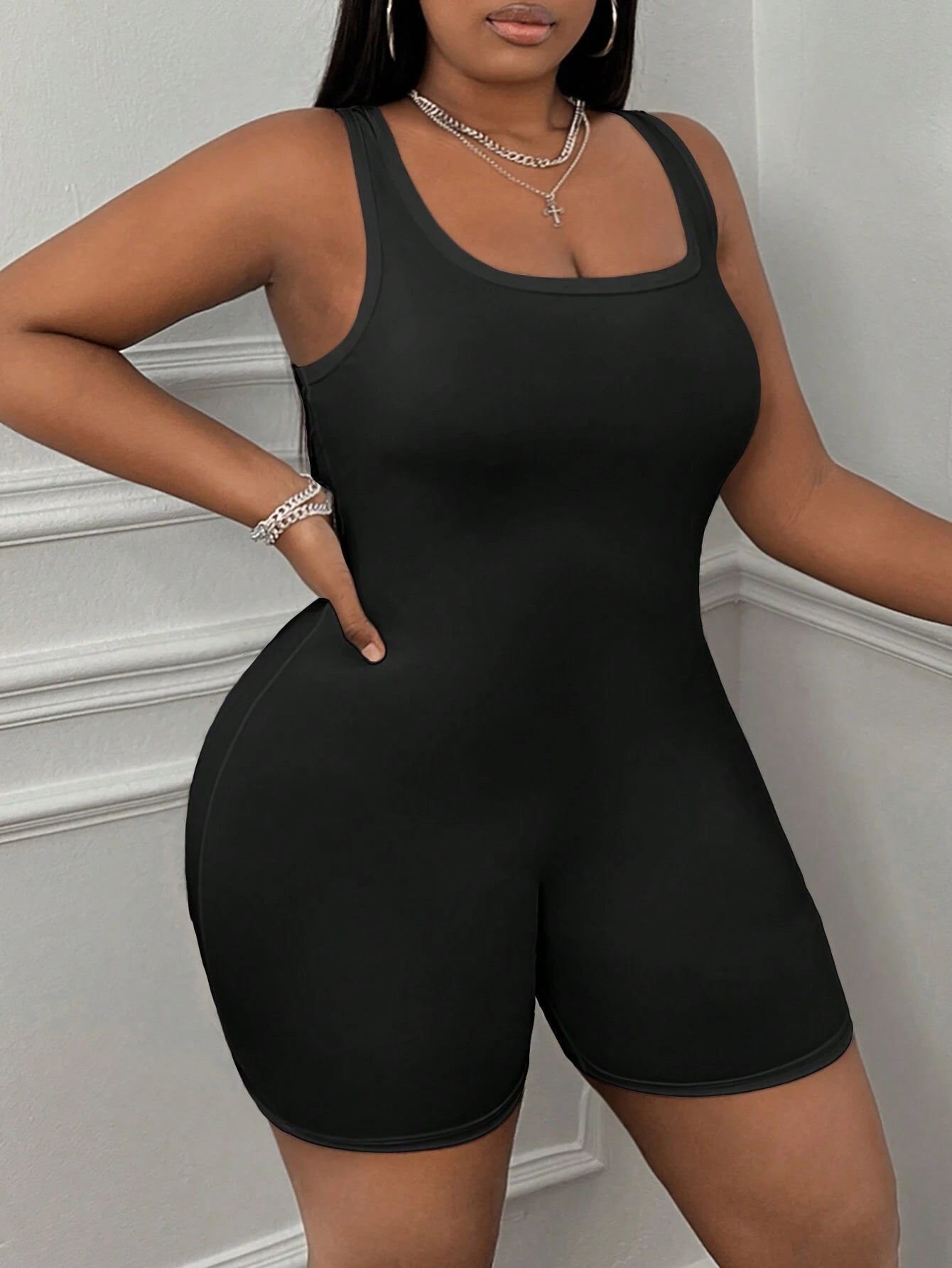 Plus Size Stretch Knit Yoga Jumpsuit for Effortless Style