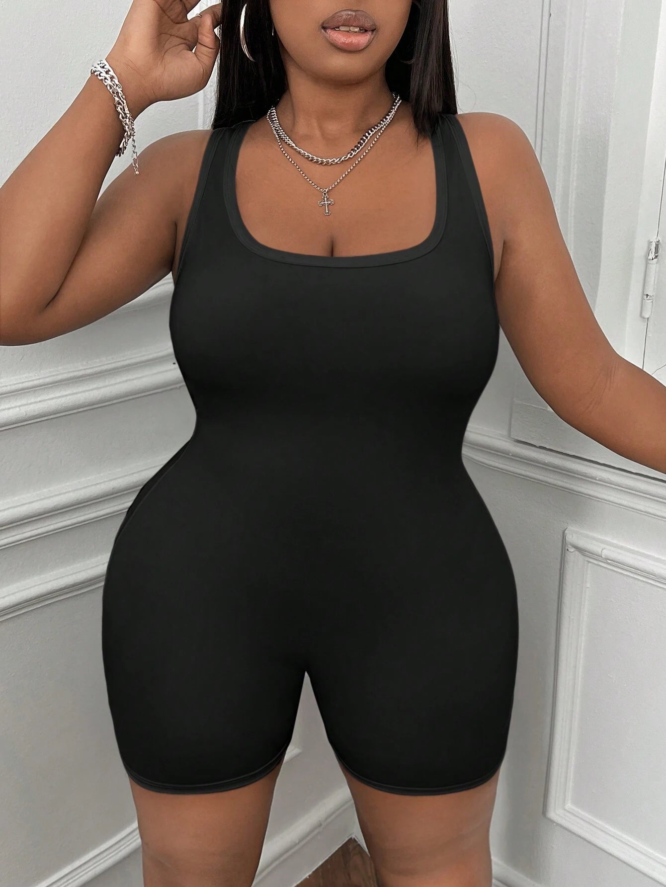Plus Size Stretch Knit Yoga Jumpsuit for Effortless Style