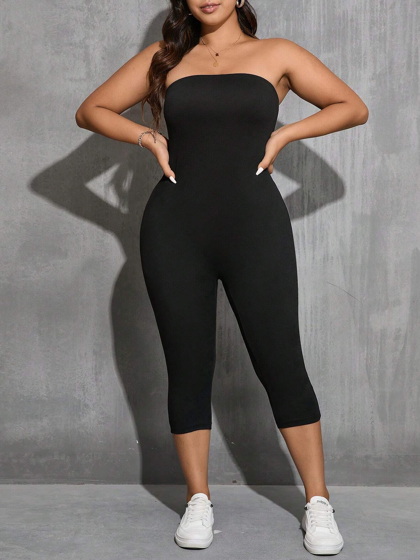 Chic Plus Size Strapless Summer Jumpsuit