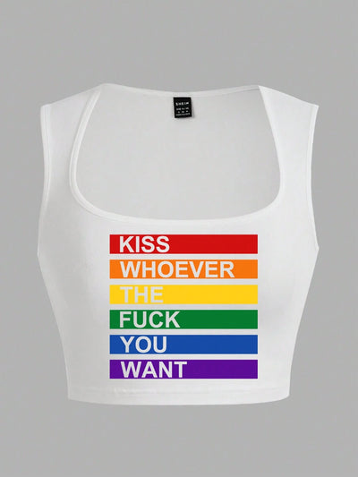 Vibrant LGBT Pride Rainbow Square Neck Tank Top