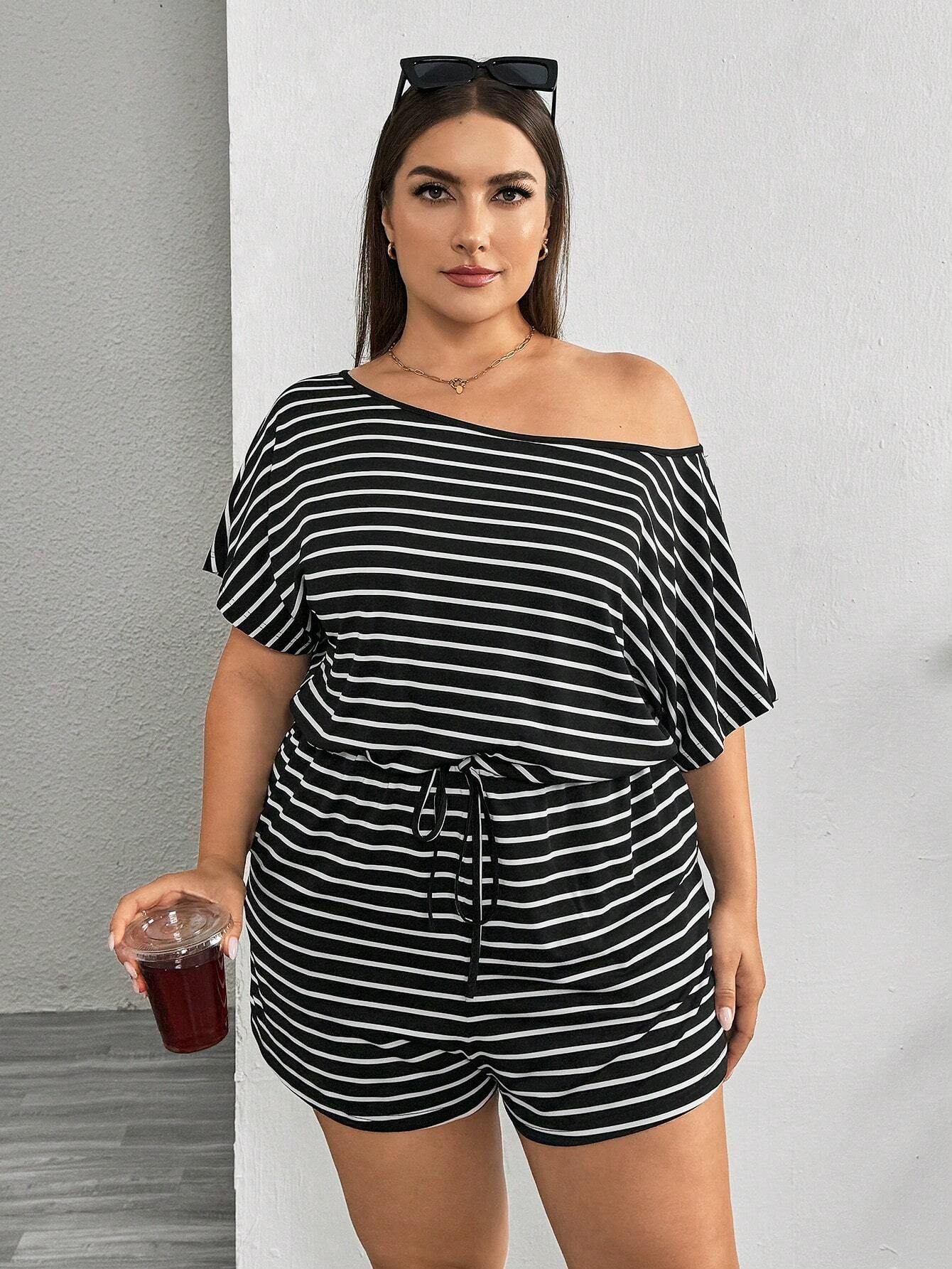 Plus Size Striped Romper for Effortless Summer Style