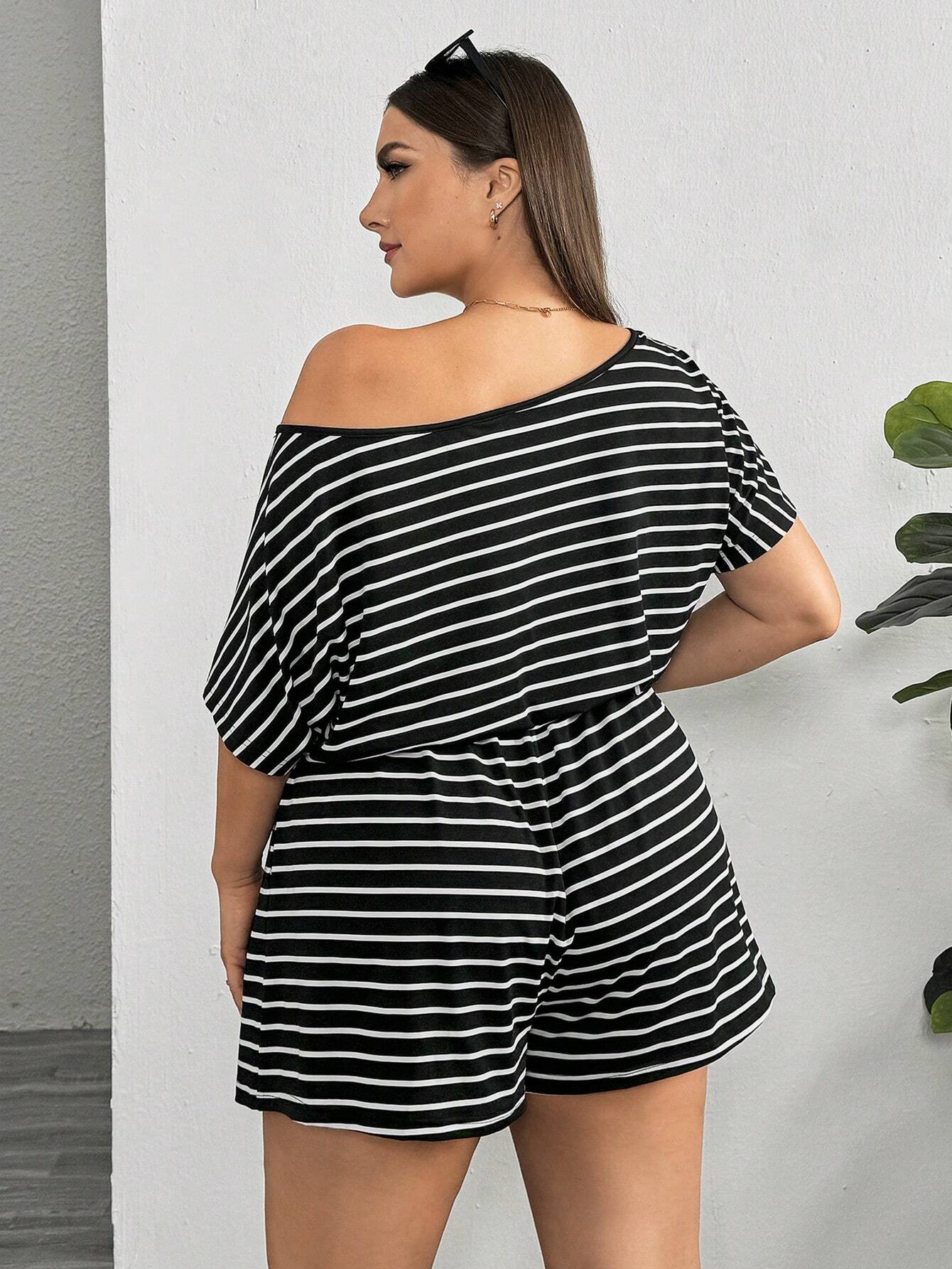 Plus Size Striped Romper for Effortless Summer Style
