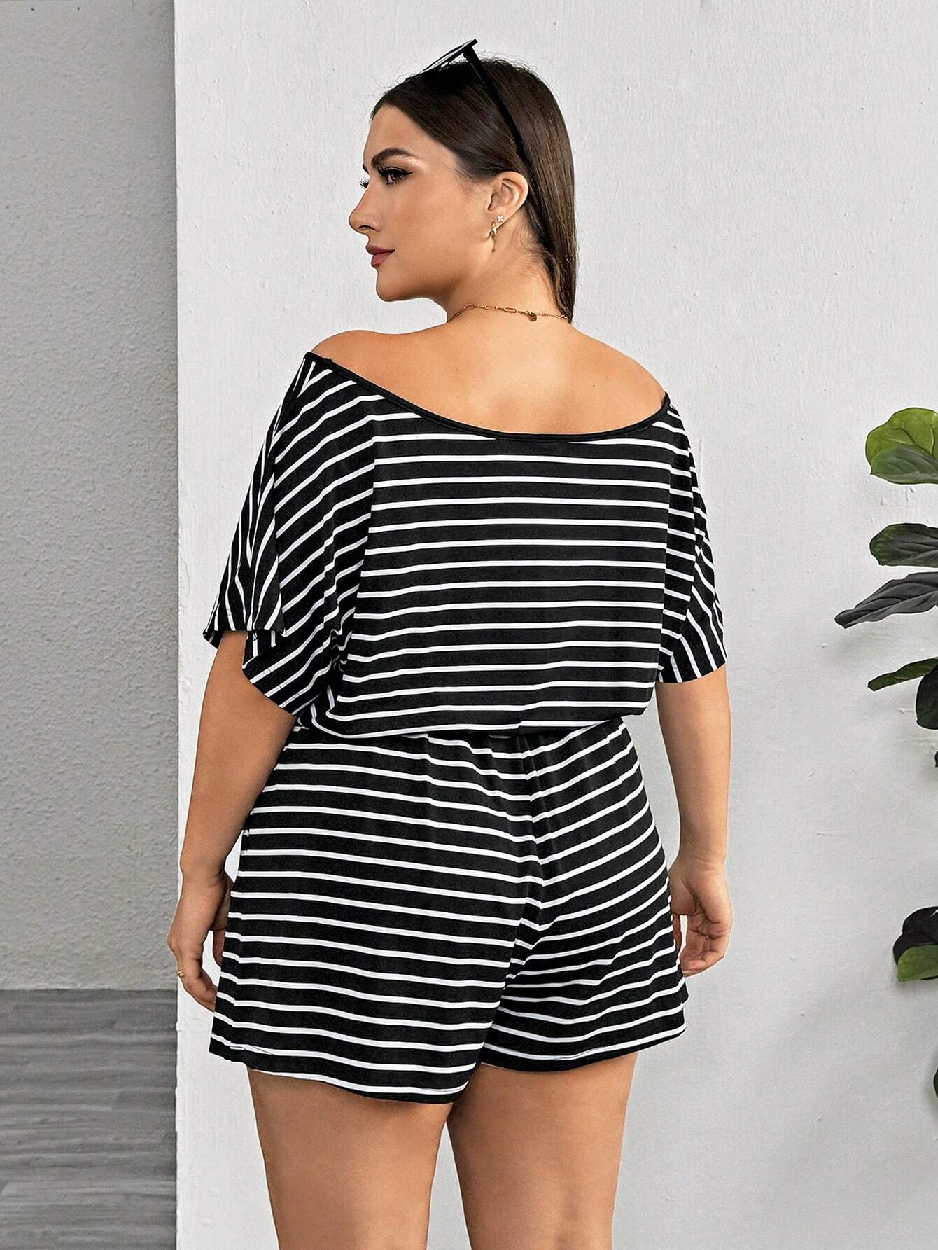 Plus Size Striped Romper for Effortless Summer Style