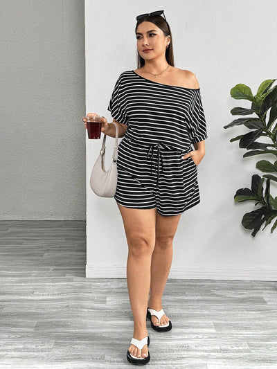 Plus Size Striped Romper for Effortless Summer Style
