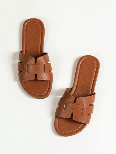 Elegant Cadet Blue Snake Skin Flat Sandals
