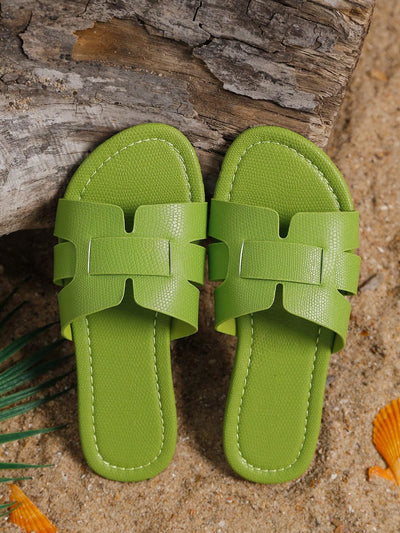 Elegant Cadet Blue Snake Skin Flat Sandals