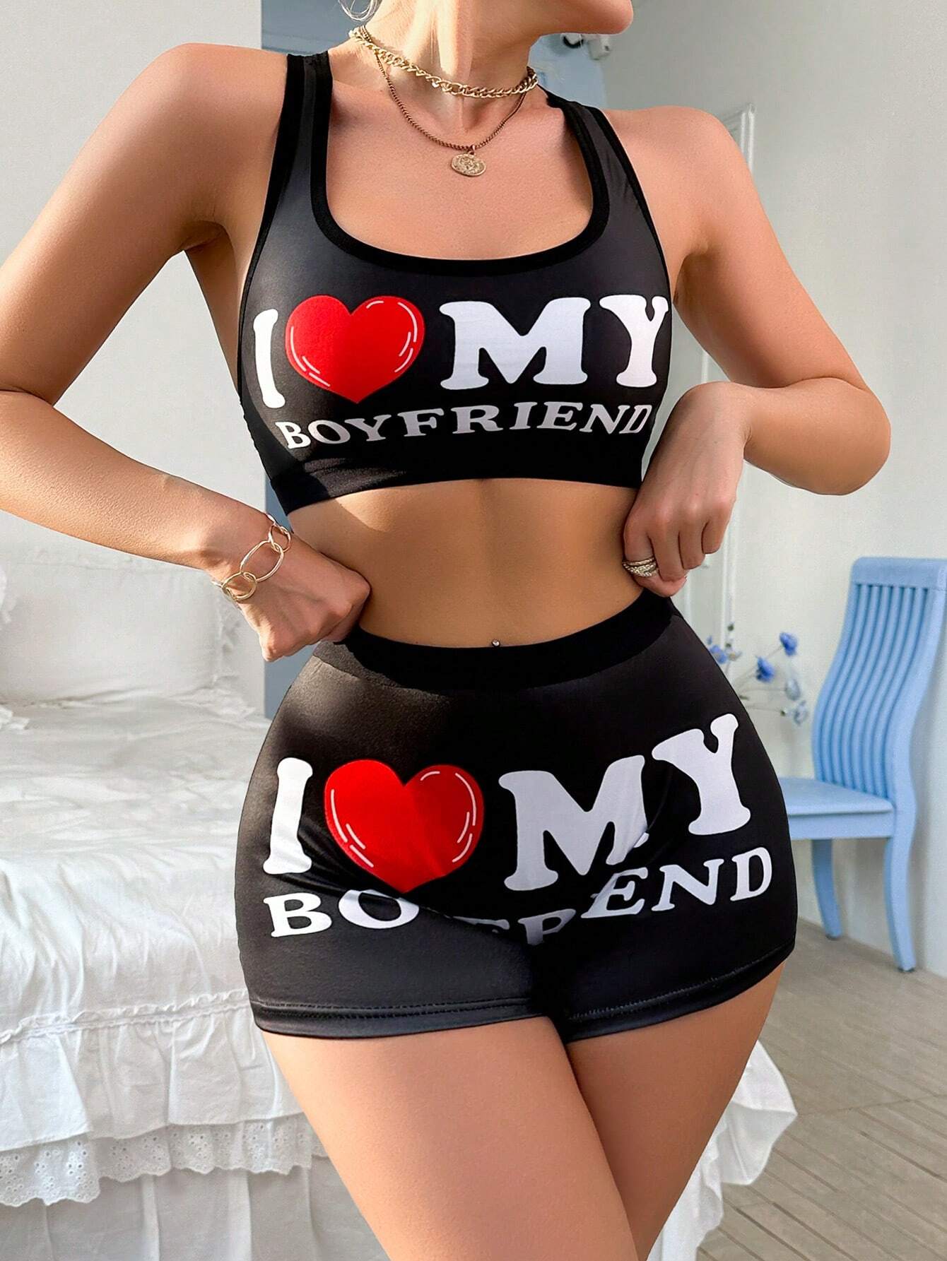 Women's Heart Print Activewear Set – Stylish & Comfortable