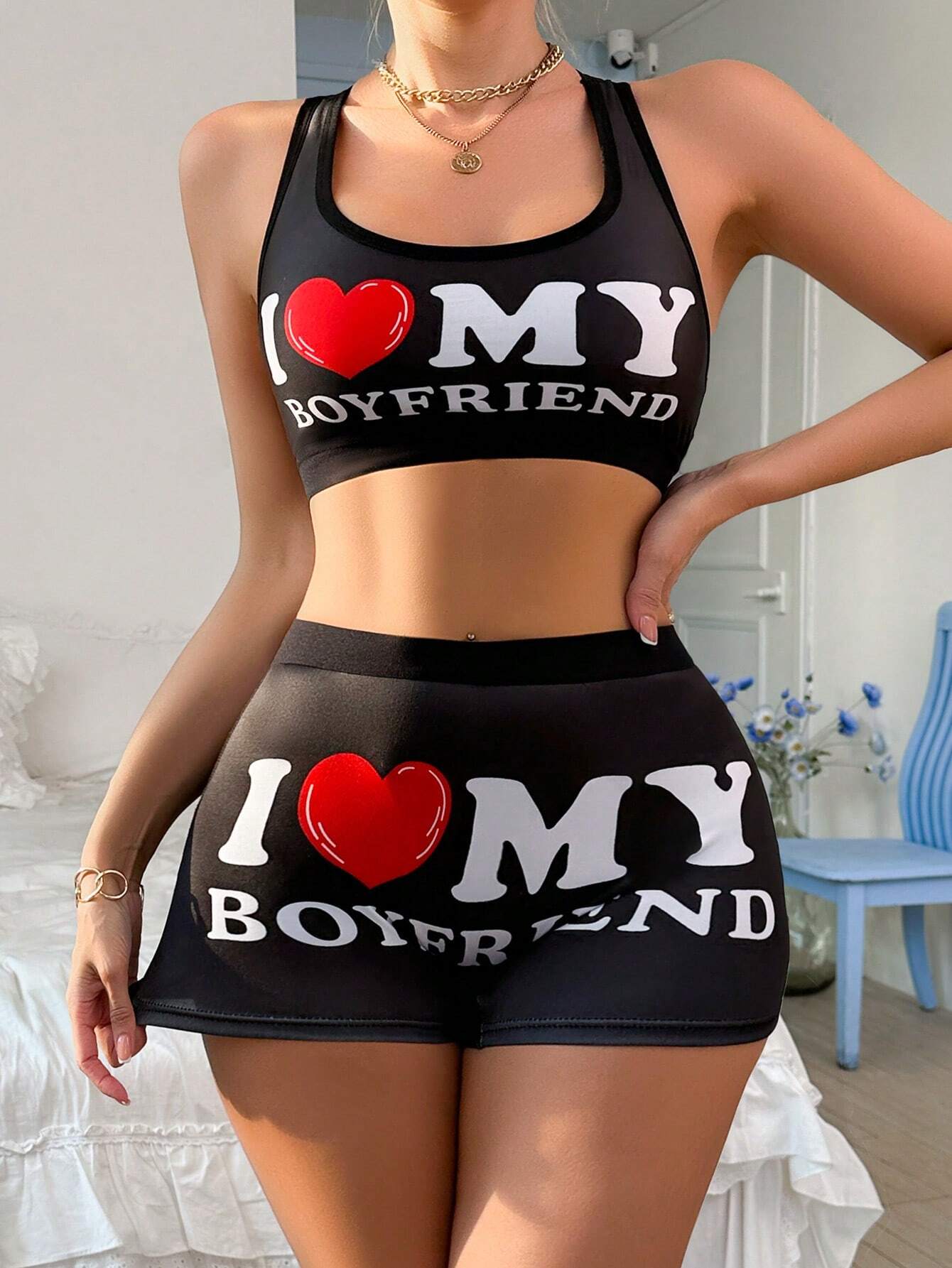 Women's Heart Print Activewear Set – Stylish & Comfortable