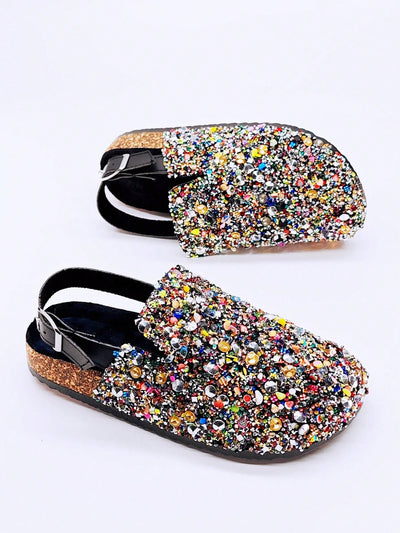 Glamorous Fuchsia Rhinestone Slip-On Slippers