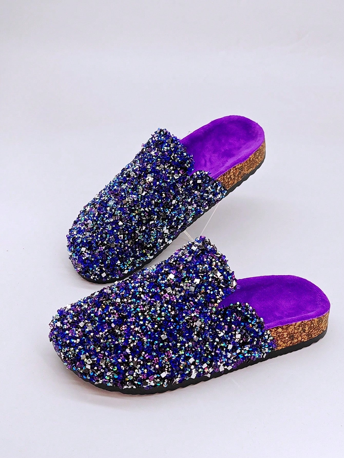 Glamorous Fuchsia Rhinestone Slip-On Slippers