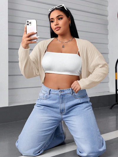 Chic Plus Solid Black Crop Jacket for Every Occasion