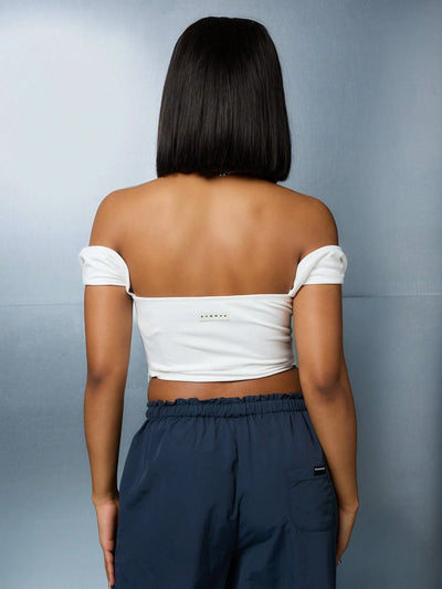 Women’s Off the Shoulder Graphic Corset Crop Top