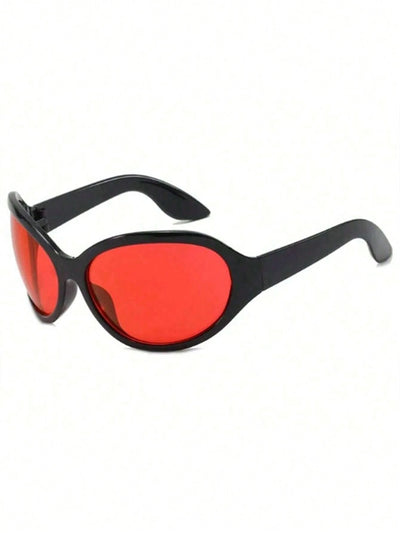 Bold Round Black Frame Red Lens Glasses