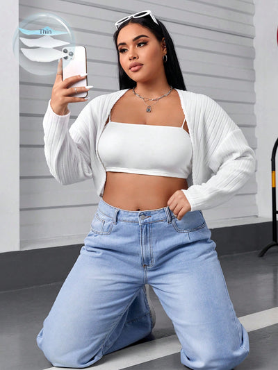 Chic Plus Solid Black Crop Jacket for Every Occasion