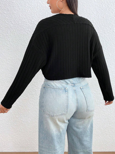 Chic Plus Solid Black Crop Jacket for Every Occasion