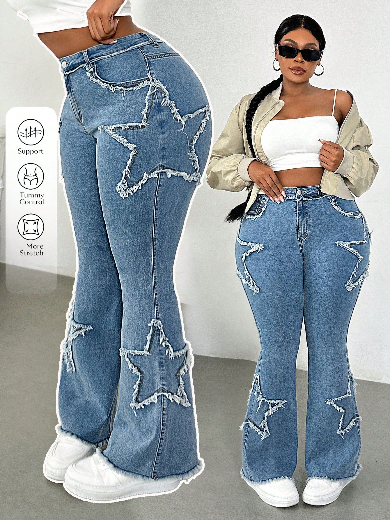 Plus Size Women’s Blue Elastic Skinny Flare Jeans
