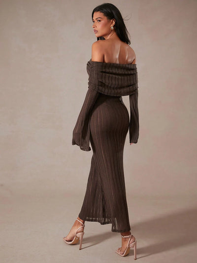 Elegant Off-Shoulder Bodycon Maxi Dress
