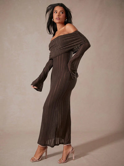 Elegant Off-Shoulder Bodycon Maxi Dress