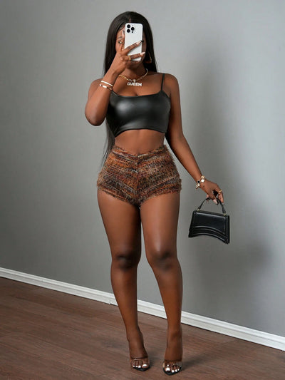 Stylish Textured Casual Women's Shorts