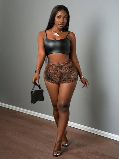 Stylish Textured Casual Women's Shorts