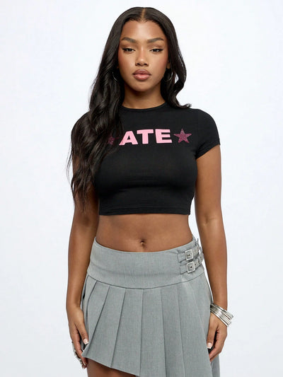 Urban Chic Cropped Baby Tee with Graphic Print