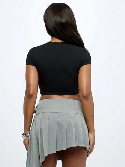 Urban Chic Cropped Baby Tee with Graphic Print