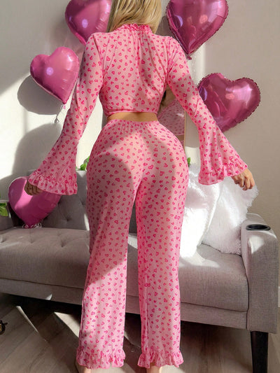 Valentine's Lace Mesh Deep V Lingerie Set
