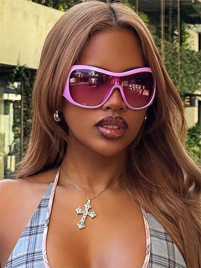 Retro Y2K Large Frame Fashion Glasses - Statement Accessory