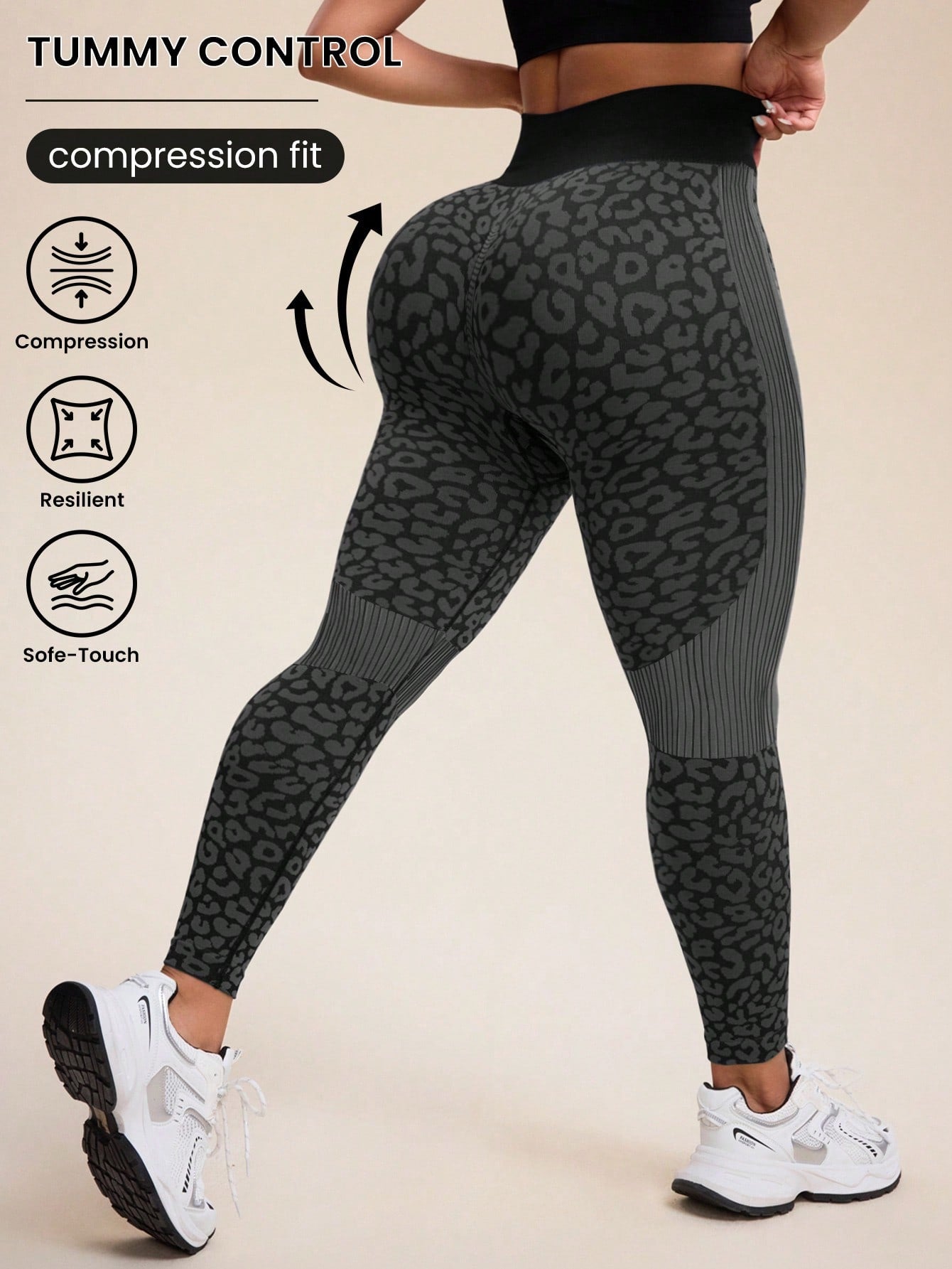 Plus Size Heart Design Color-Blocked Sporty Leggings